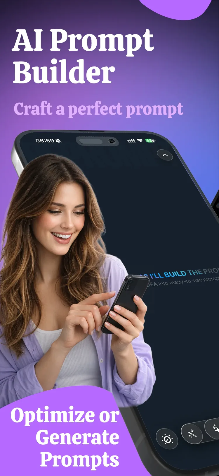 RePrompt promotional screen: craft the perfect AI prompt on iPhone